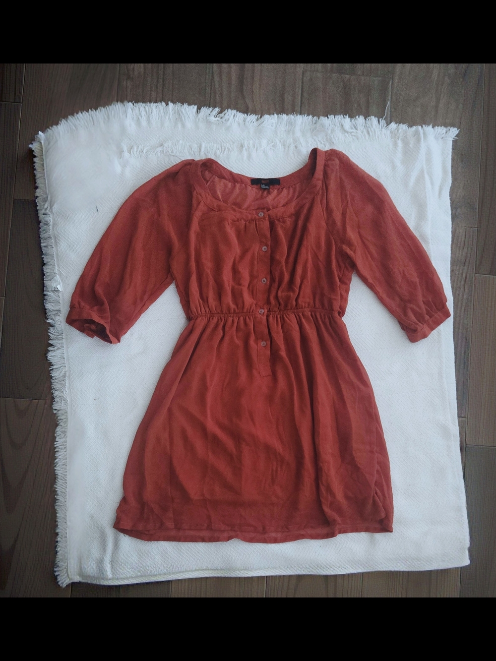 Rust Button-Front Short Dress
